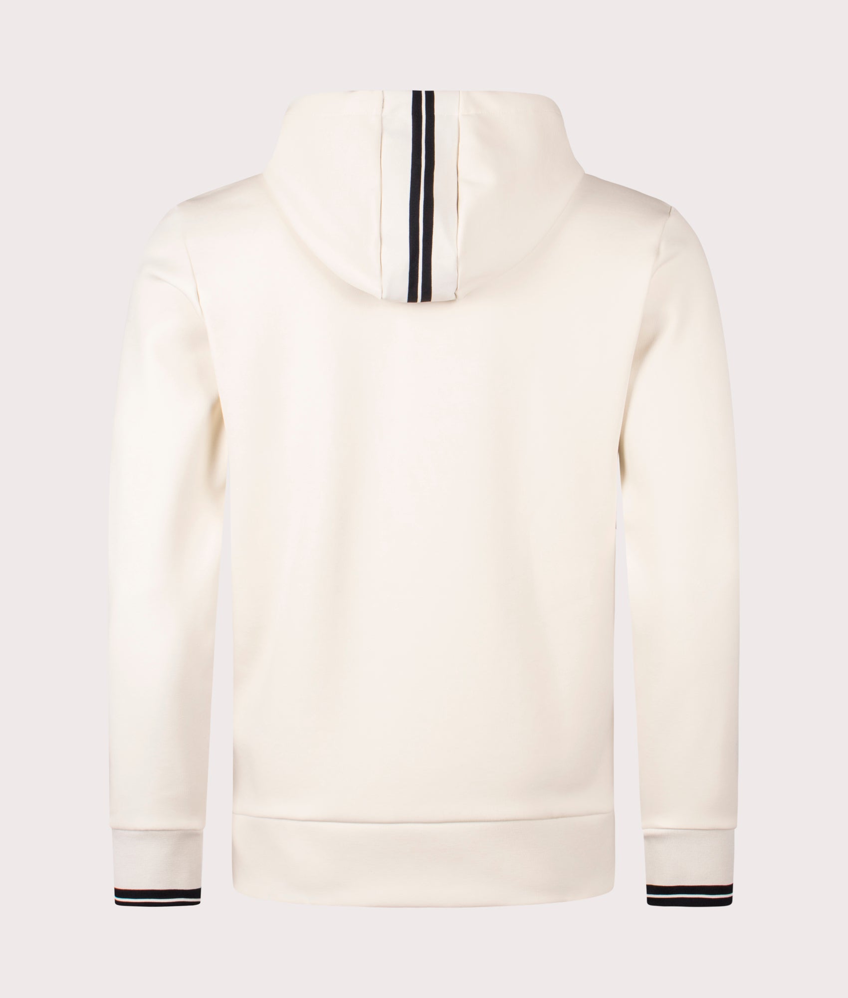 BOSS Menswear zip-up zone hoodie in Open White at EQVVS Menswear. Back shot.
