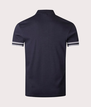 Slim Fit Zone Polo Shirt in Dark Blue | 100% Cotton | BOSS | EQVVS | Back shot 