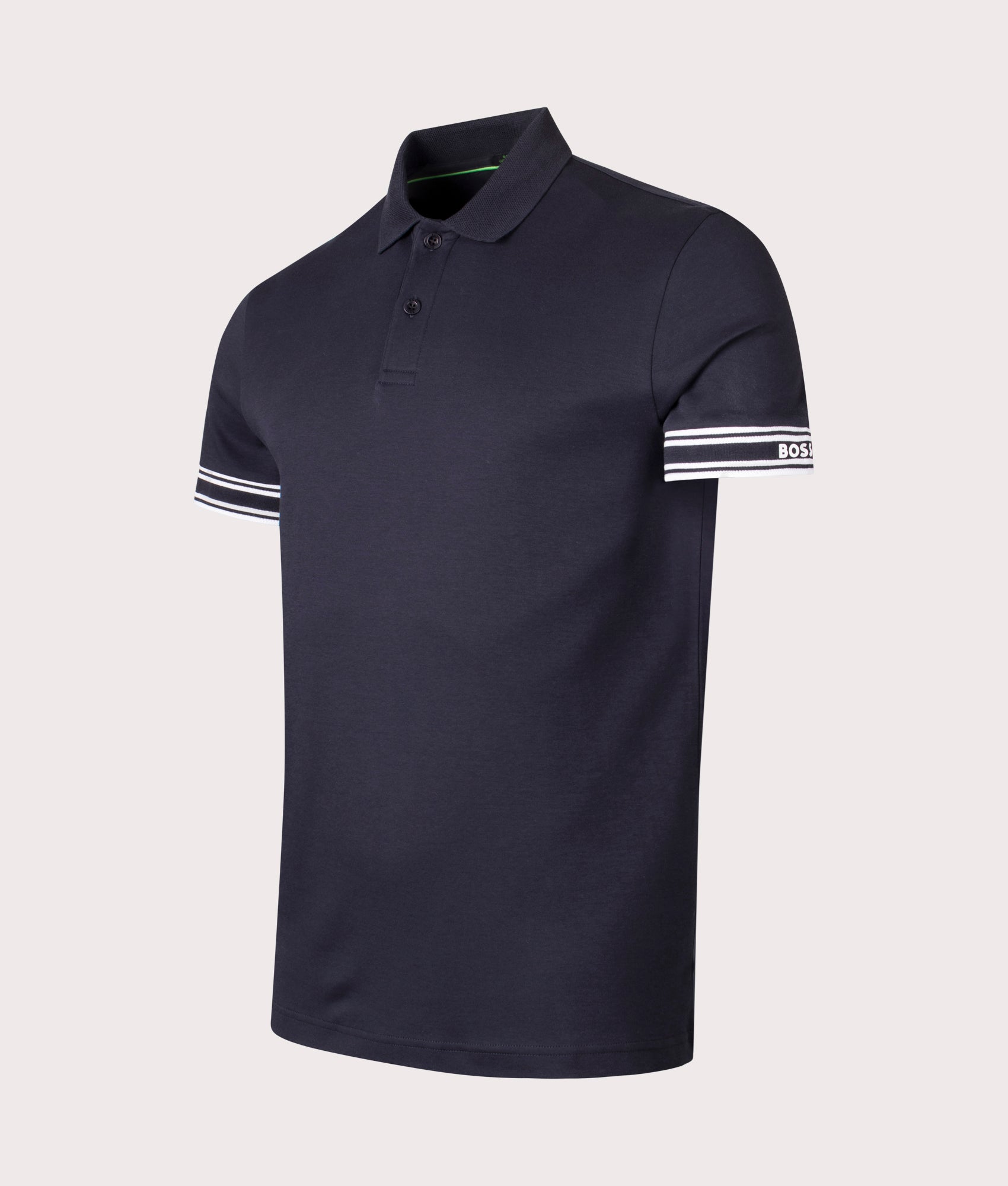 Slim Fit Zone Polo Shirt in Dark Blue | 100% Cotton | BOSS | EQVVS | Front angle shot 