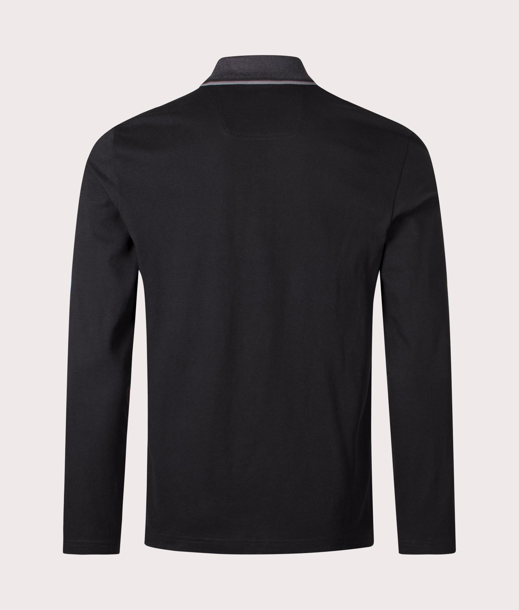 Long Sleeve League Pilsy Polo Shirt in Black | 100% Cotton | BOSS | EQVVS | Back shot 