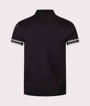 Slim Fit Zone Polo Shirt in Black | 100% Cotton | BOSS | EQVVS | Back shot 