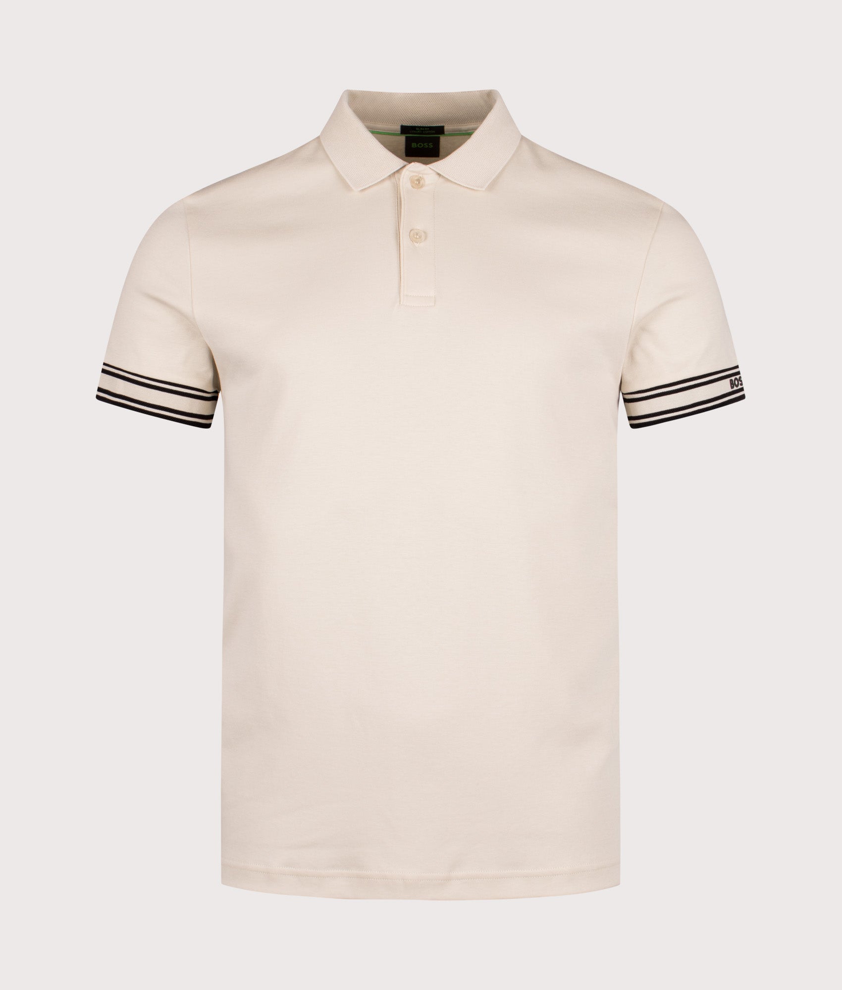 Slim Fit Zone Polo Shirt in Open White | 100% Cotton | BOSS | EQVVS | Front shot 
