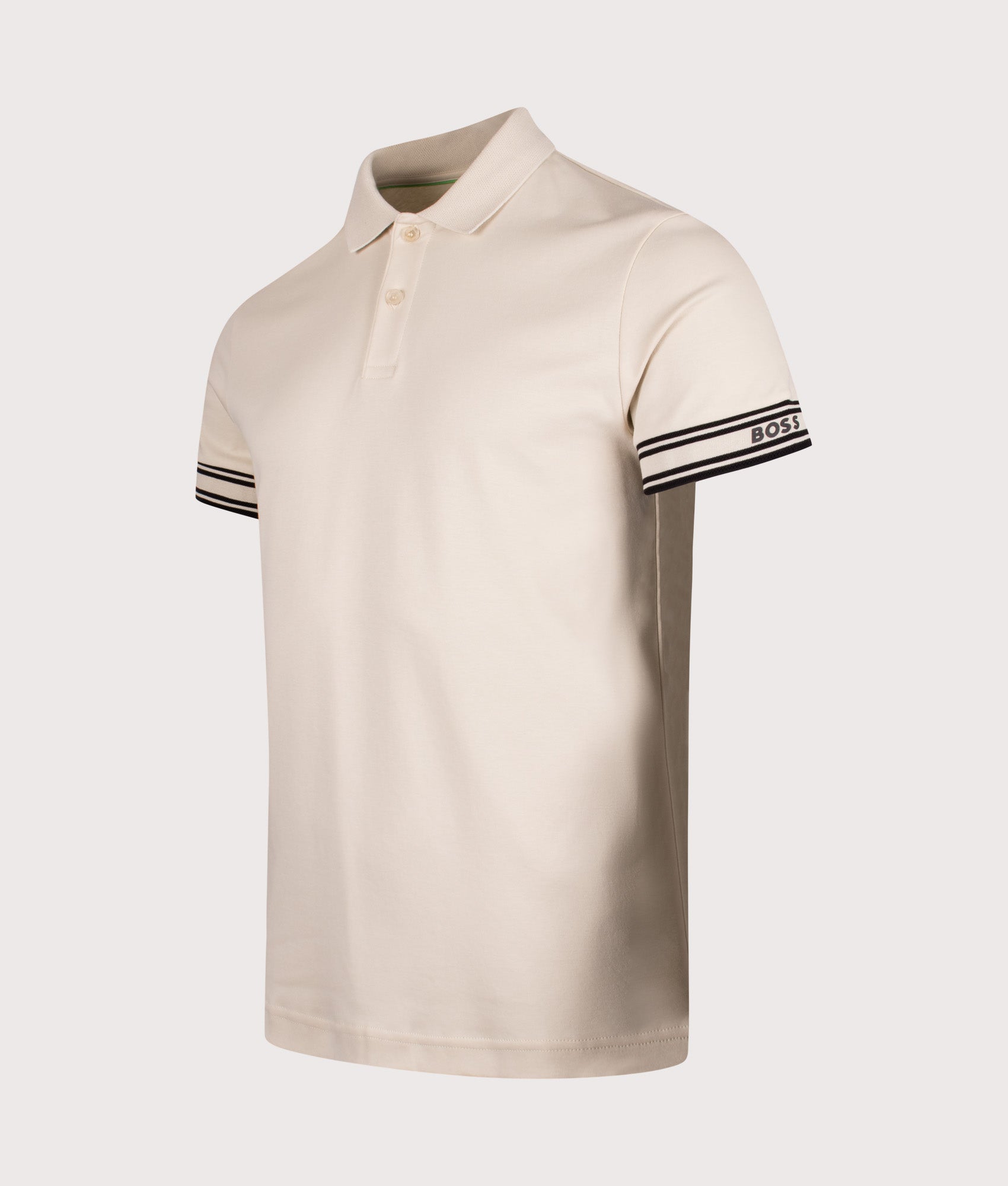 Slim Fit Zone Polo Shirt in Open White | 100% Cotton | BOSS | EQVVS | Front angle shot 