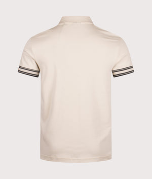 Slim Fit Zone Polo Shirt in Open White | 100% Cotton | BOSS | EQVVS | Back shot 