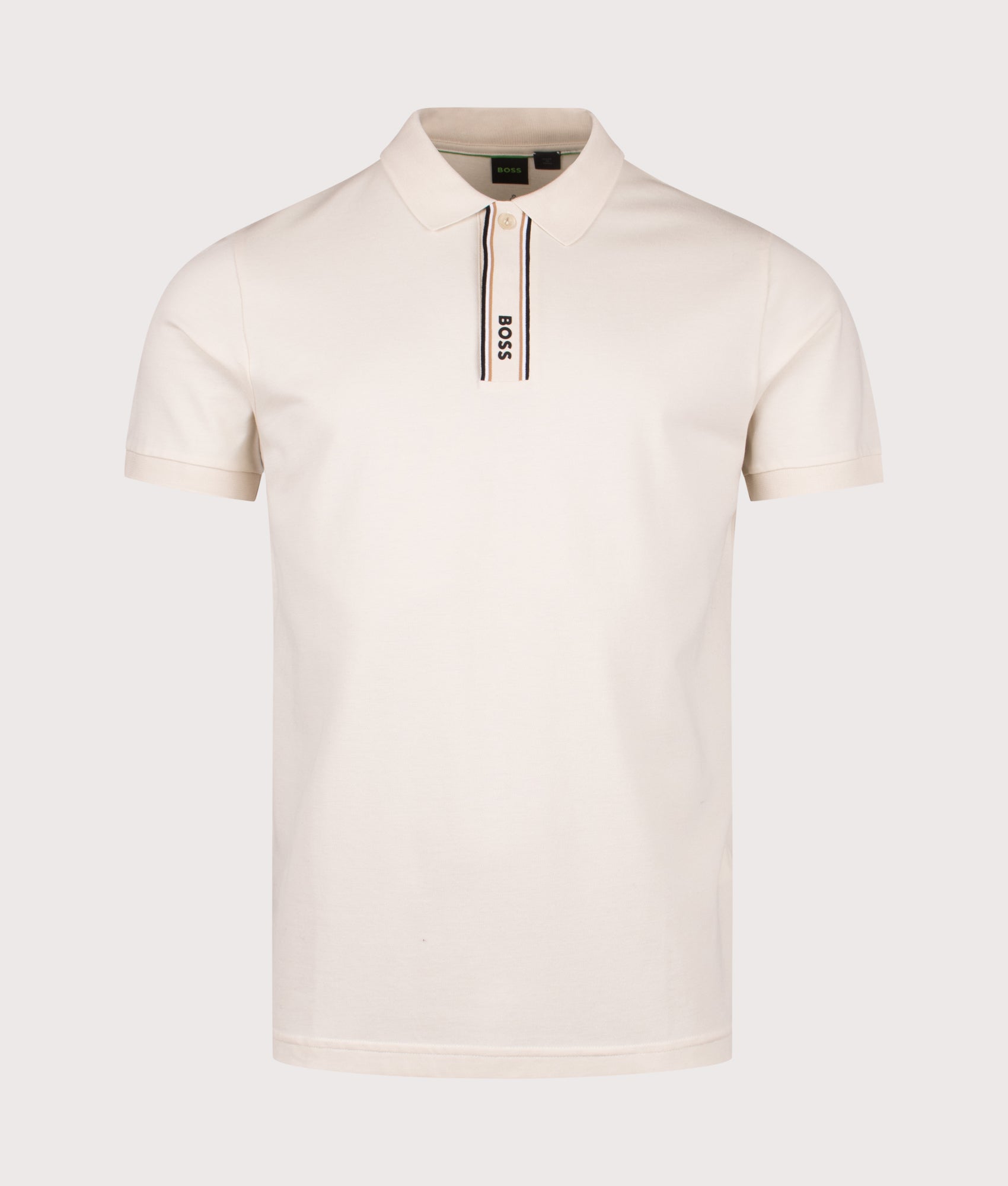 Paddy Polo Shirt in Open White | Cotton and elastane blend | BOSS | EQVVS | Front shot 