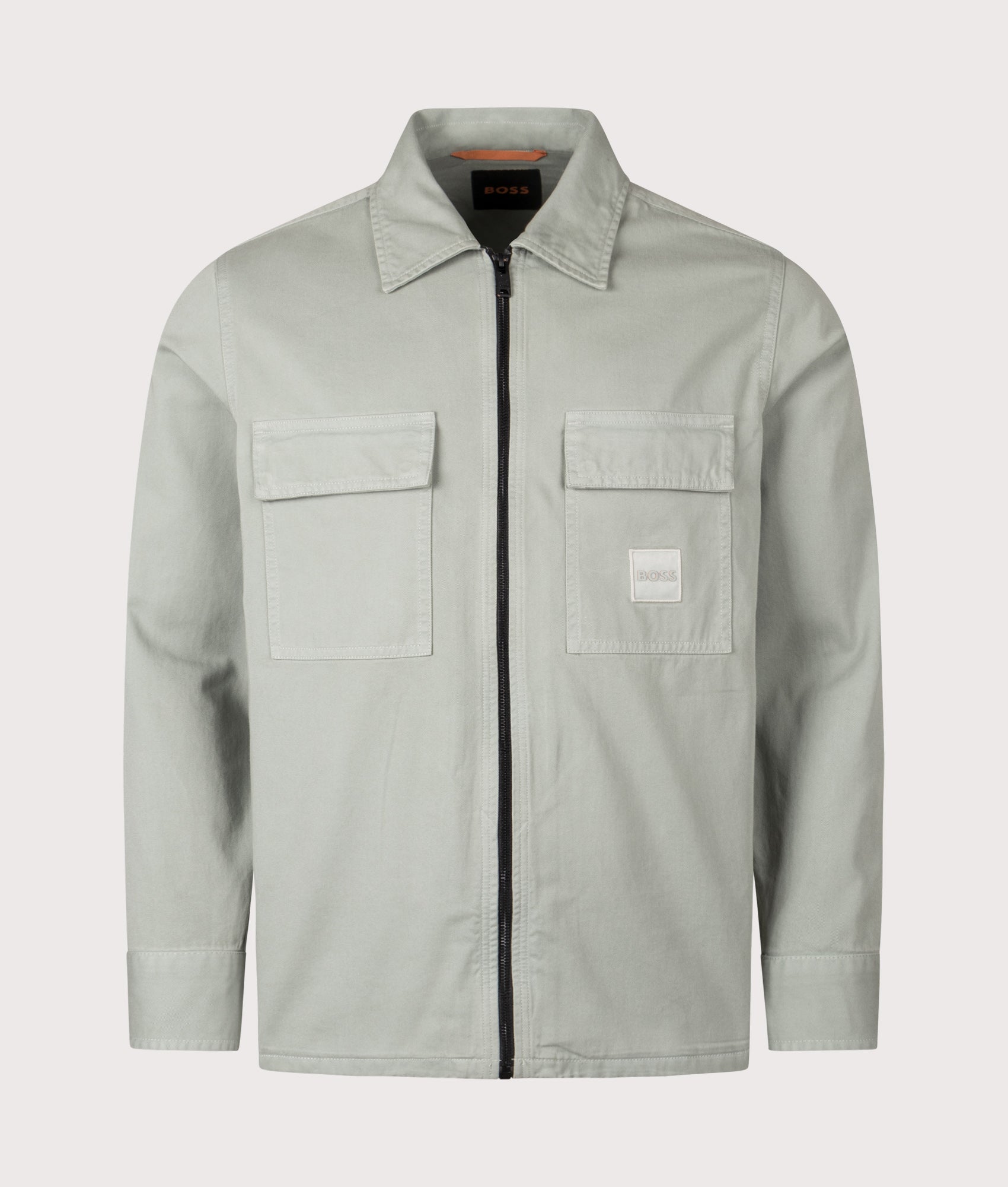 Oversized Lovel 15 Overshirt in Open Green | 100% Cotton | BOSS | EQVVS | Front shot 