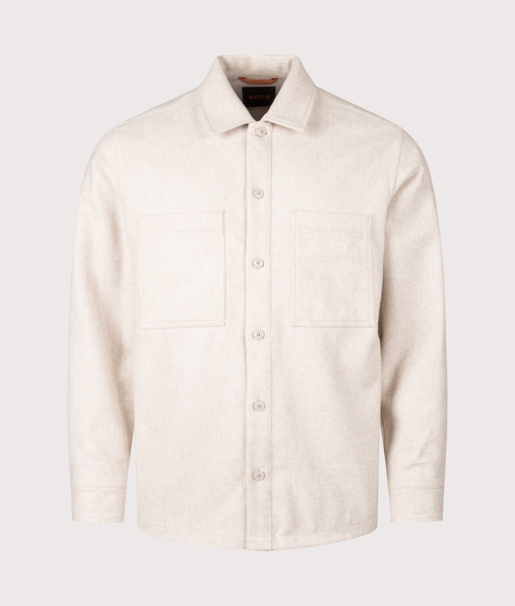 Oversized Locky 2 Overshirt in Light Beige | BOSS | EQVVS | Front shot 