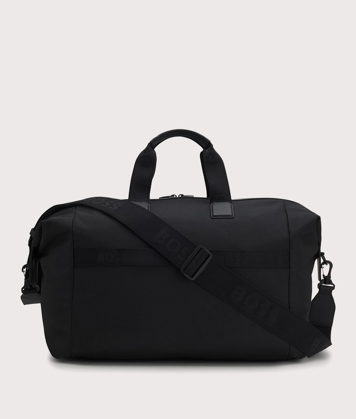 BOSS Ray Soft Holdall Bag in Black at EQVVS Menswear. Back shot.