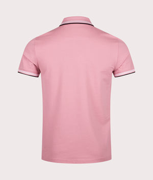 Slim Fit Paul Polo Shirt by BOSS in Open Pink. Shot by EQVVS. Back shot.