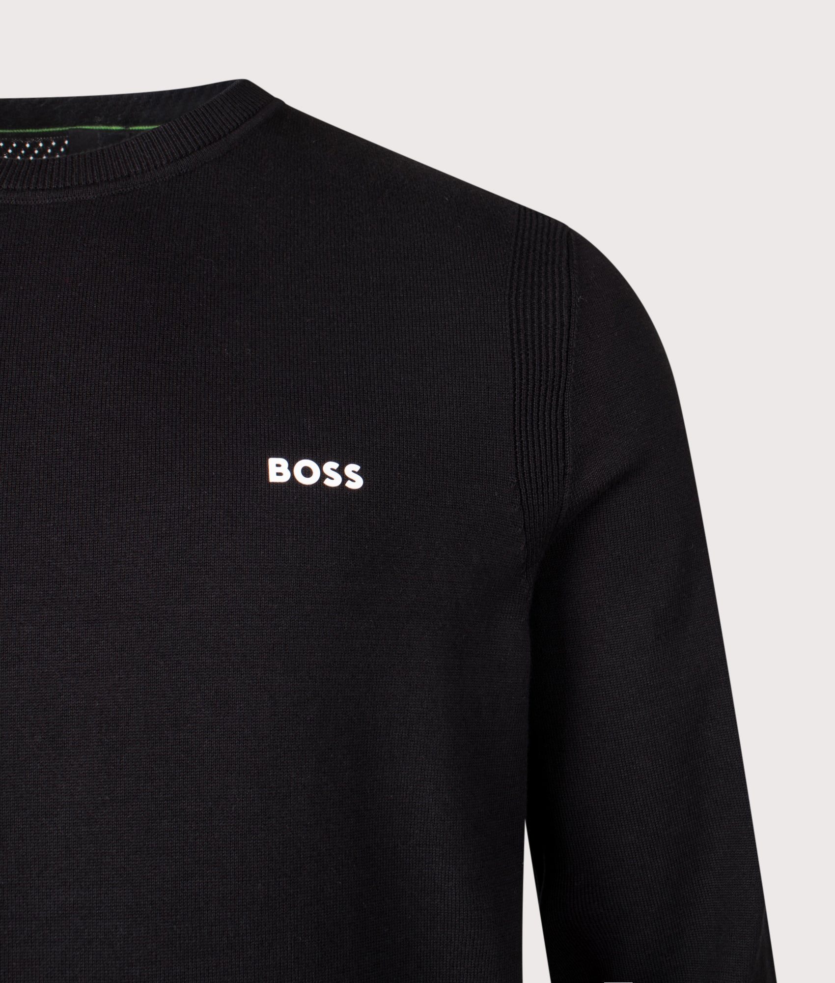 Ever X Knit Jumper in Black | 100% Cotton | BOSS | EQVVS | Front detail shot 