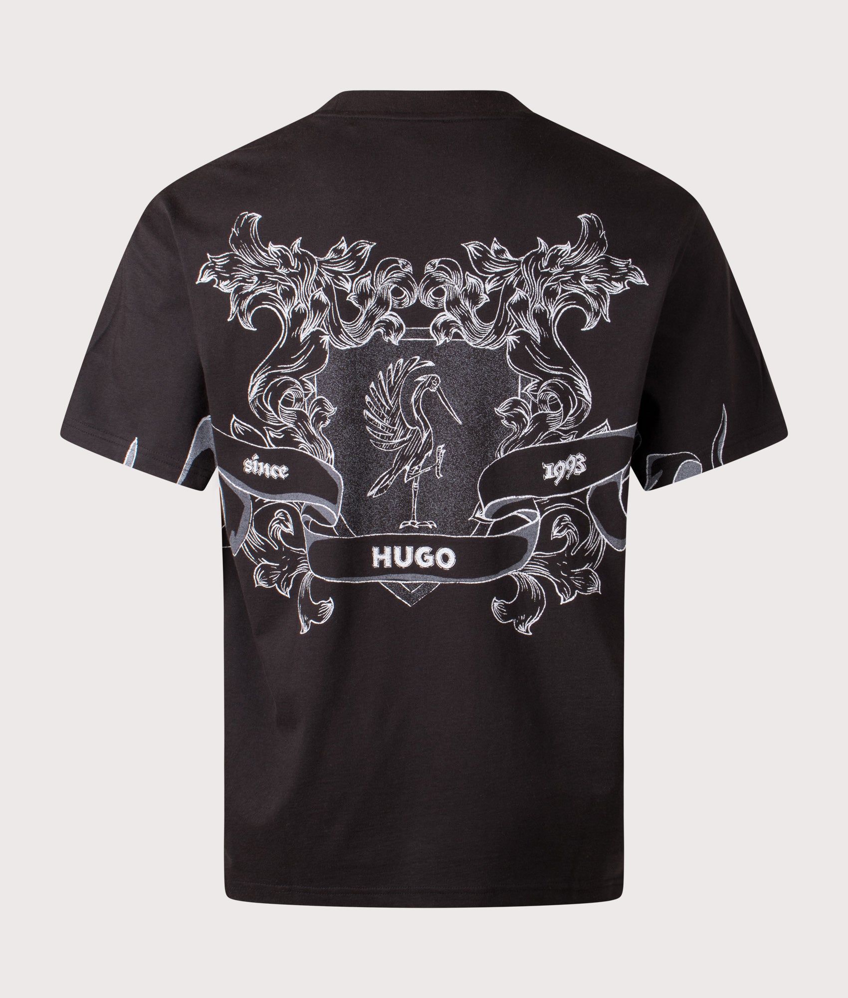 Duarms T-Shirt by Hugo in Black. Shot by EQVVS. Back print shot.