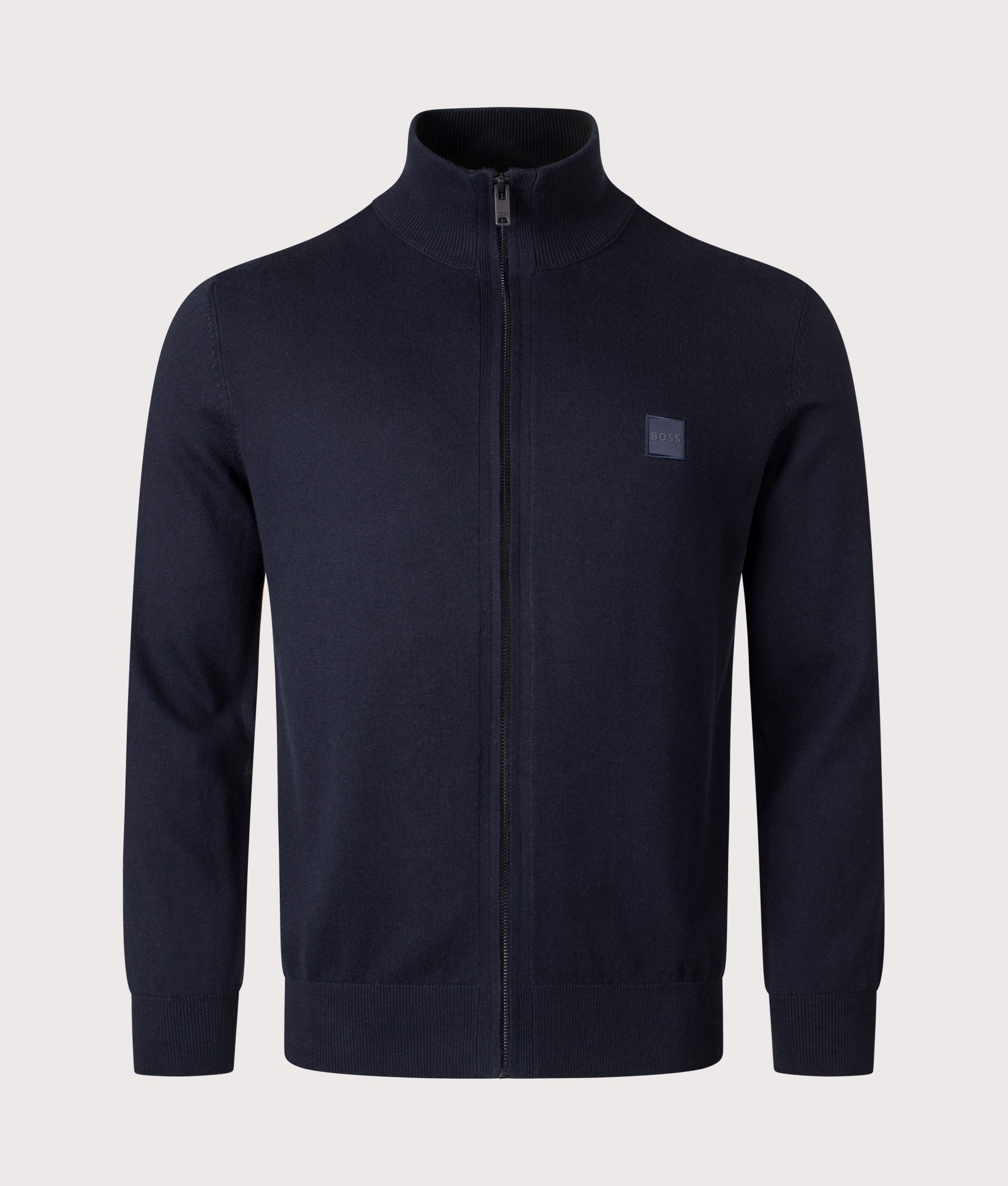 Kanozip Track Top in Dark Blue | Cotton–Cashmere Blend | BOSS | EQVVS | Front shot 