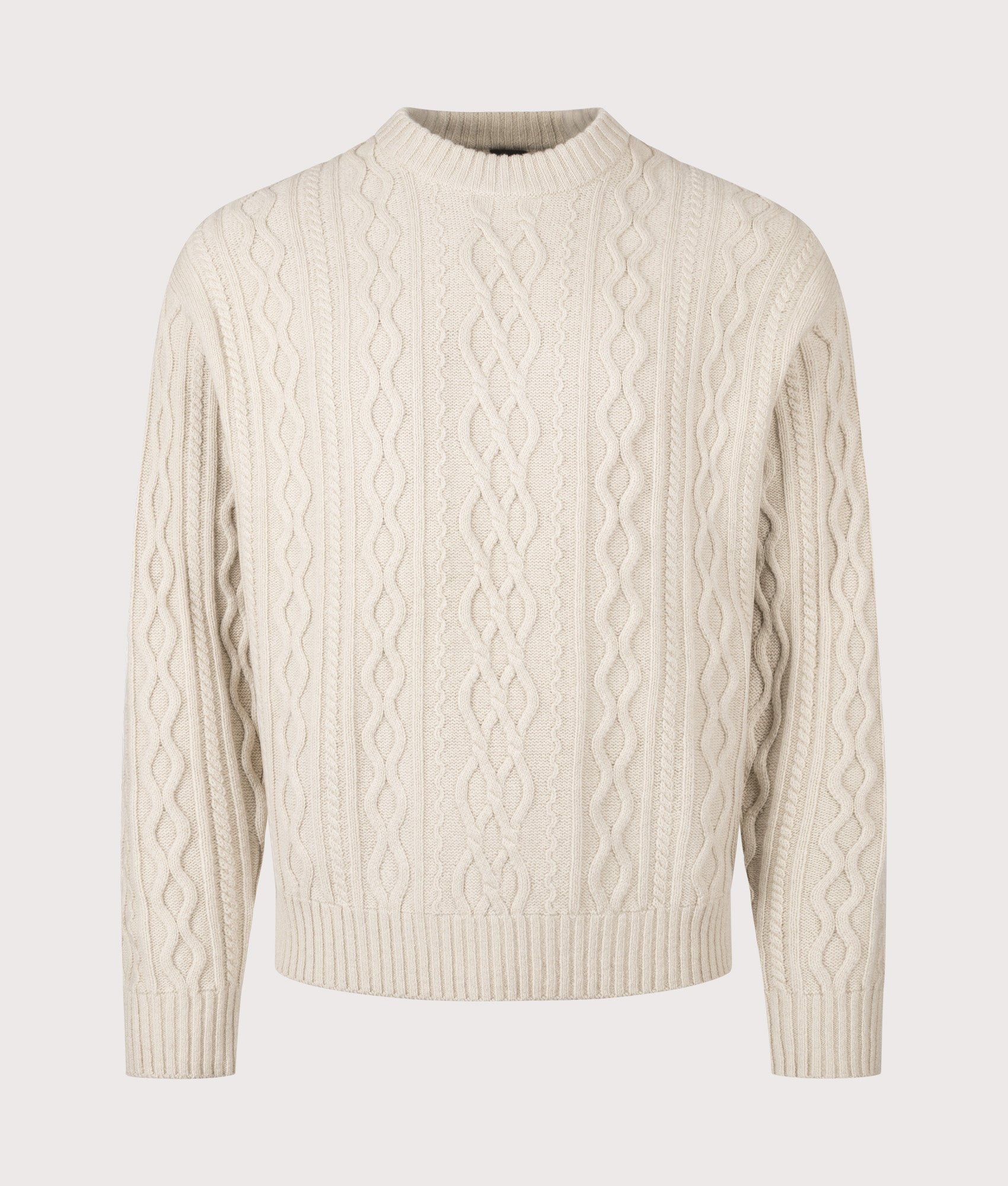 Kableto Jumper in Light Beige | 100% Wool | BOSS | EQVVS | Front shot 