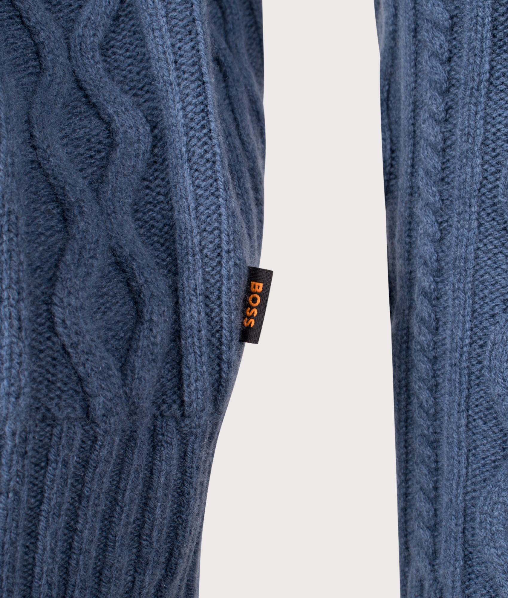 Kableto Jumper in Open Blue | 100% Wool | BOSS | EQVVS | Front detail shot 