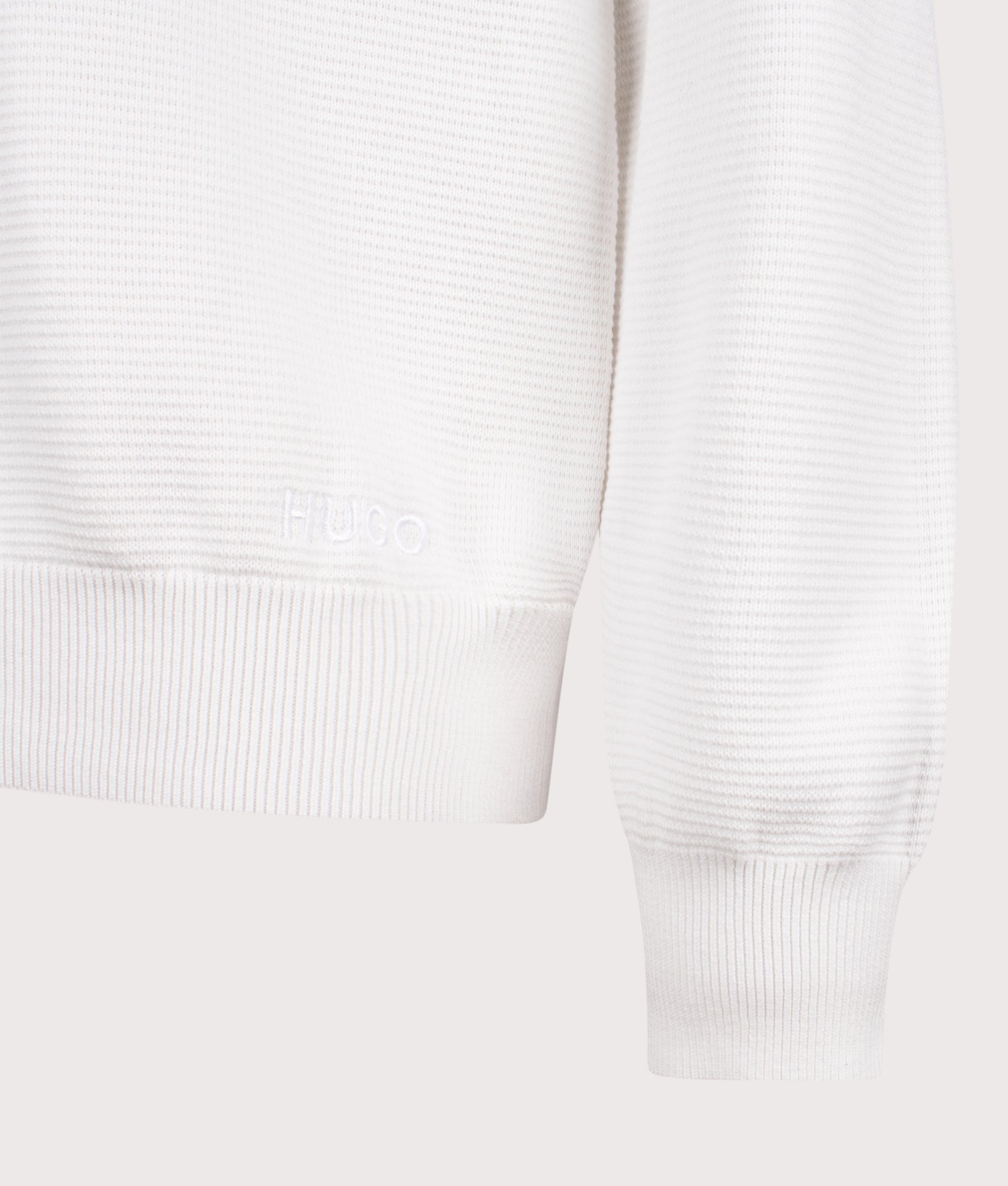 Relaxed Fit Long Sleeve San Pauley Polo Shirt in Natural | 100% Cotton | HUGO | EQVVS | Front detail shot 