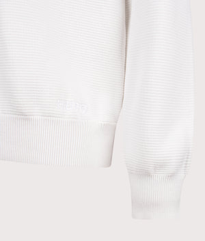 Relaxed Fit Long Sleeve San Pauley Polo Shirt in Natural | 100% Cotton | HUGO | EQVVS | Front detail shot 