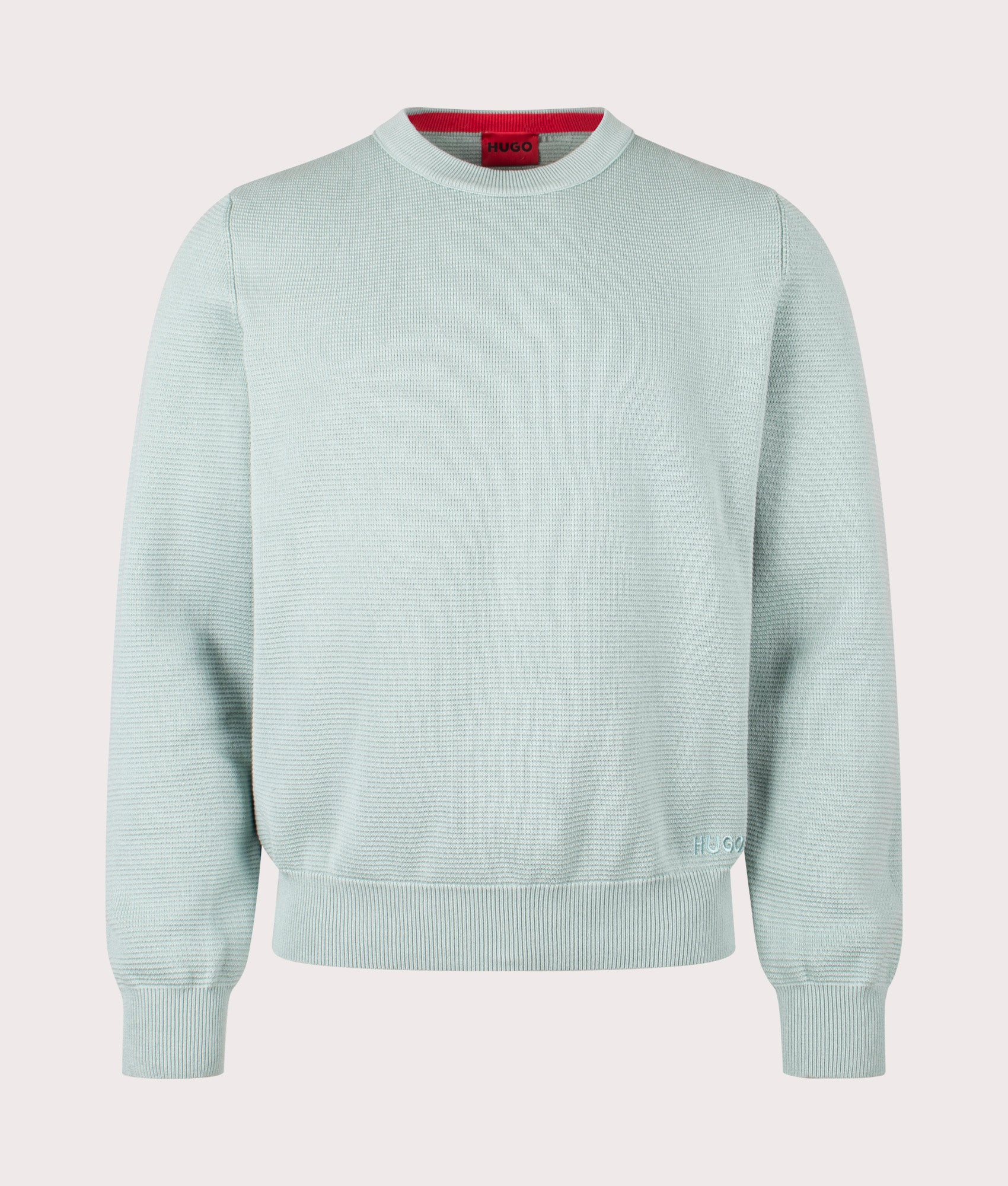 Relaxed Fit San Celly Sweatshirt by HUGO in Light/Pastel Green. Shot by EQVVS. Front shot.