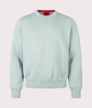 Relaxed Fit San Celly Sweatshirt by HUGO in Light/Pastel Green. Shot by EQVVS. Front shot.