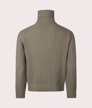 Relaxed Fit Srigg Quarter Zip Knit Jumper in Medium Grey | 100% Cotton | HUGO | EQVVS |  Back shot 