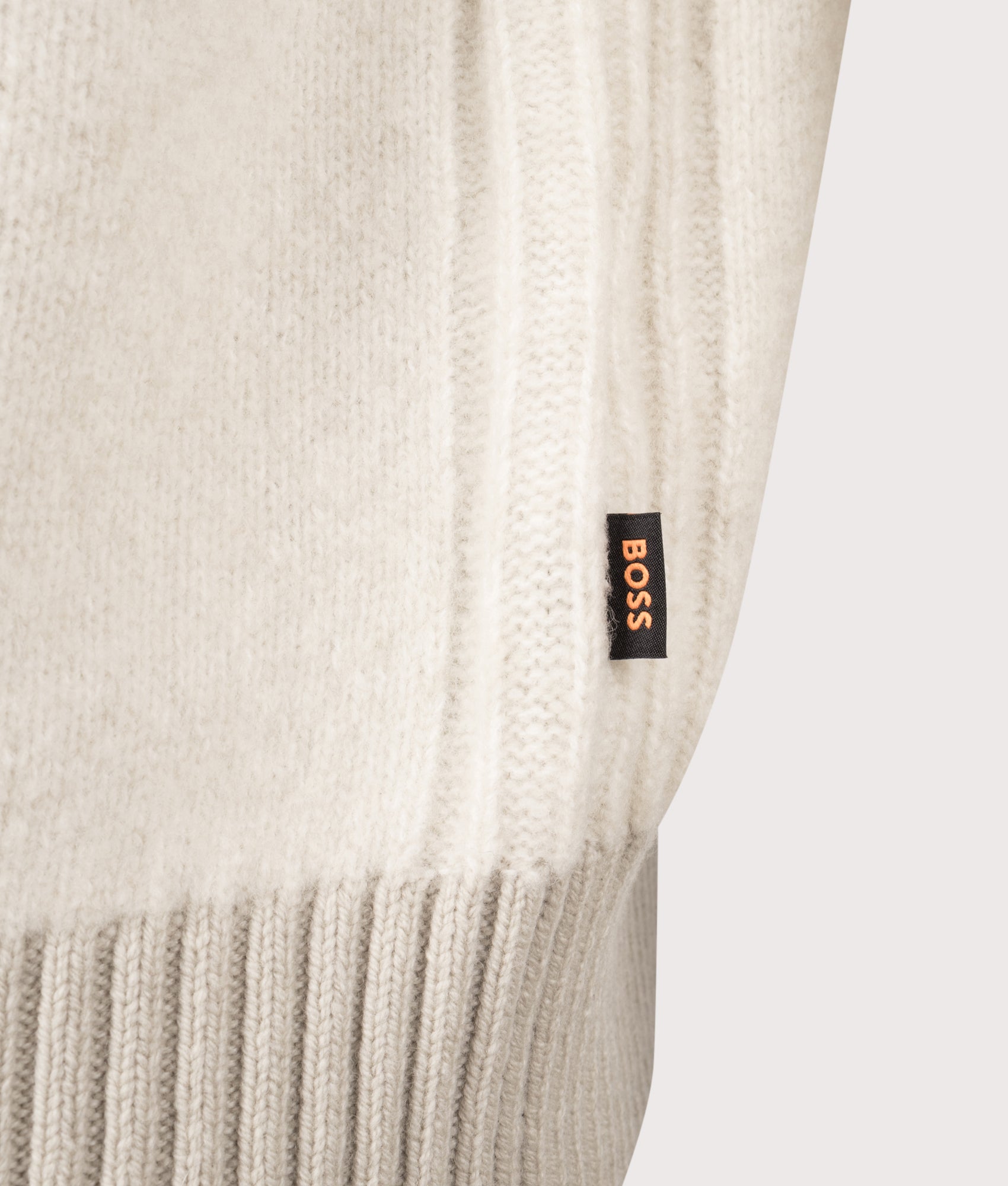 Oversized Kobear Jumper in Light Beige | 60% Wool | BOSS | EQVVS | Front detail shot