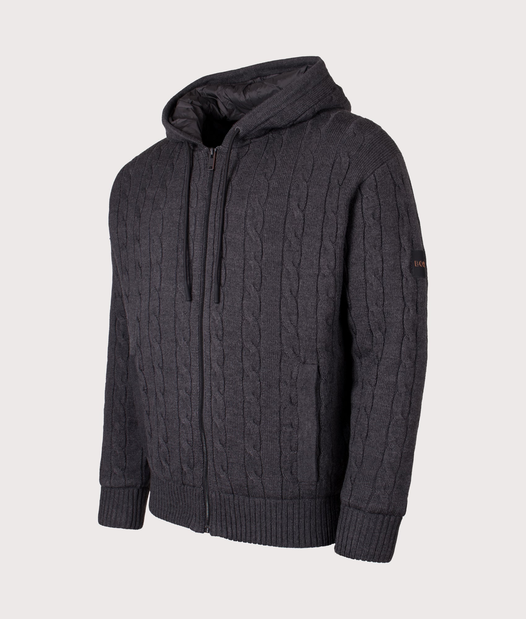 Kudable Hoodie in Black | BOSS | EQVVS | Front angle shot 