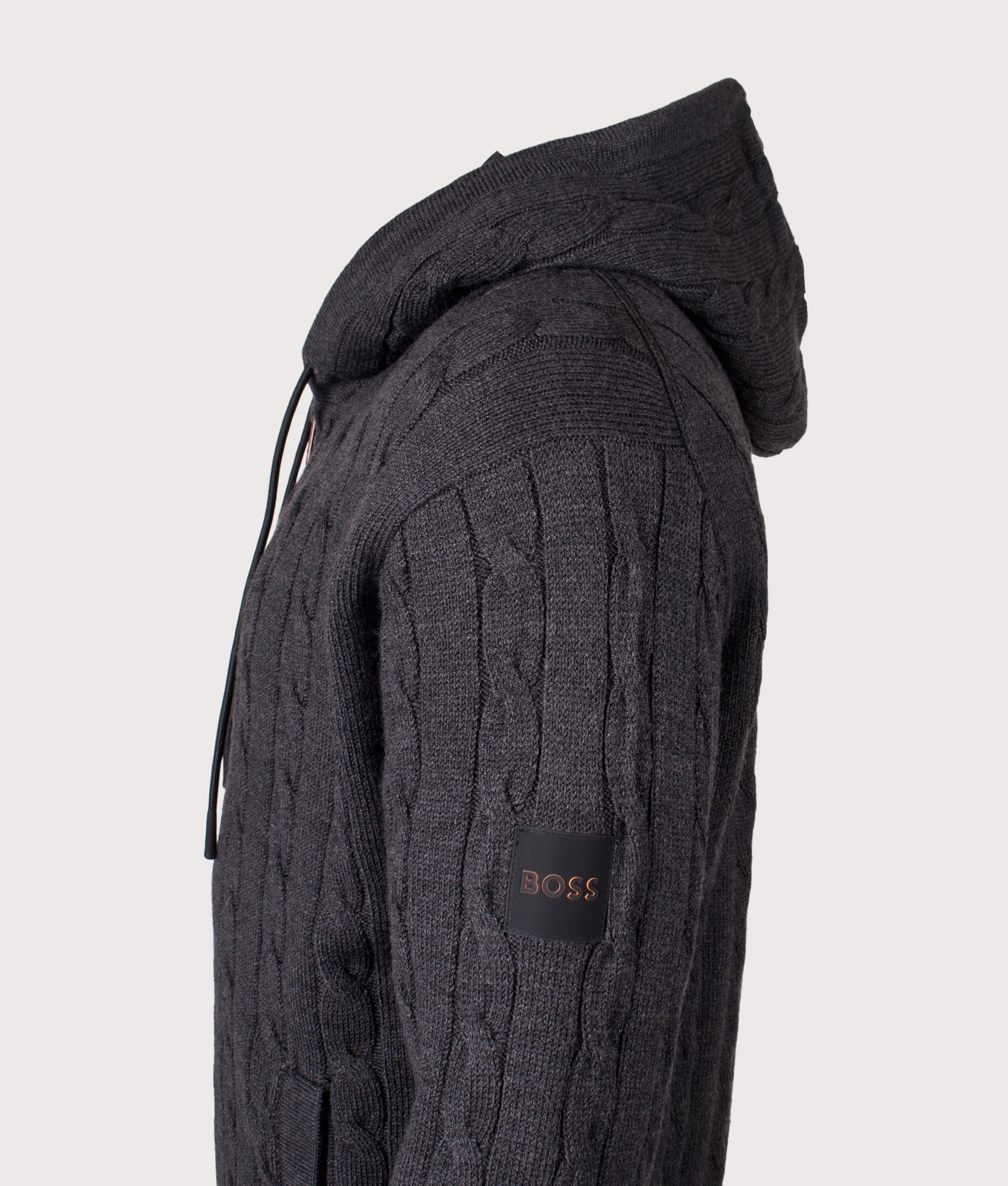 Kudable Hoodie in Black | BOSS | EQVVS | Side angle shot 