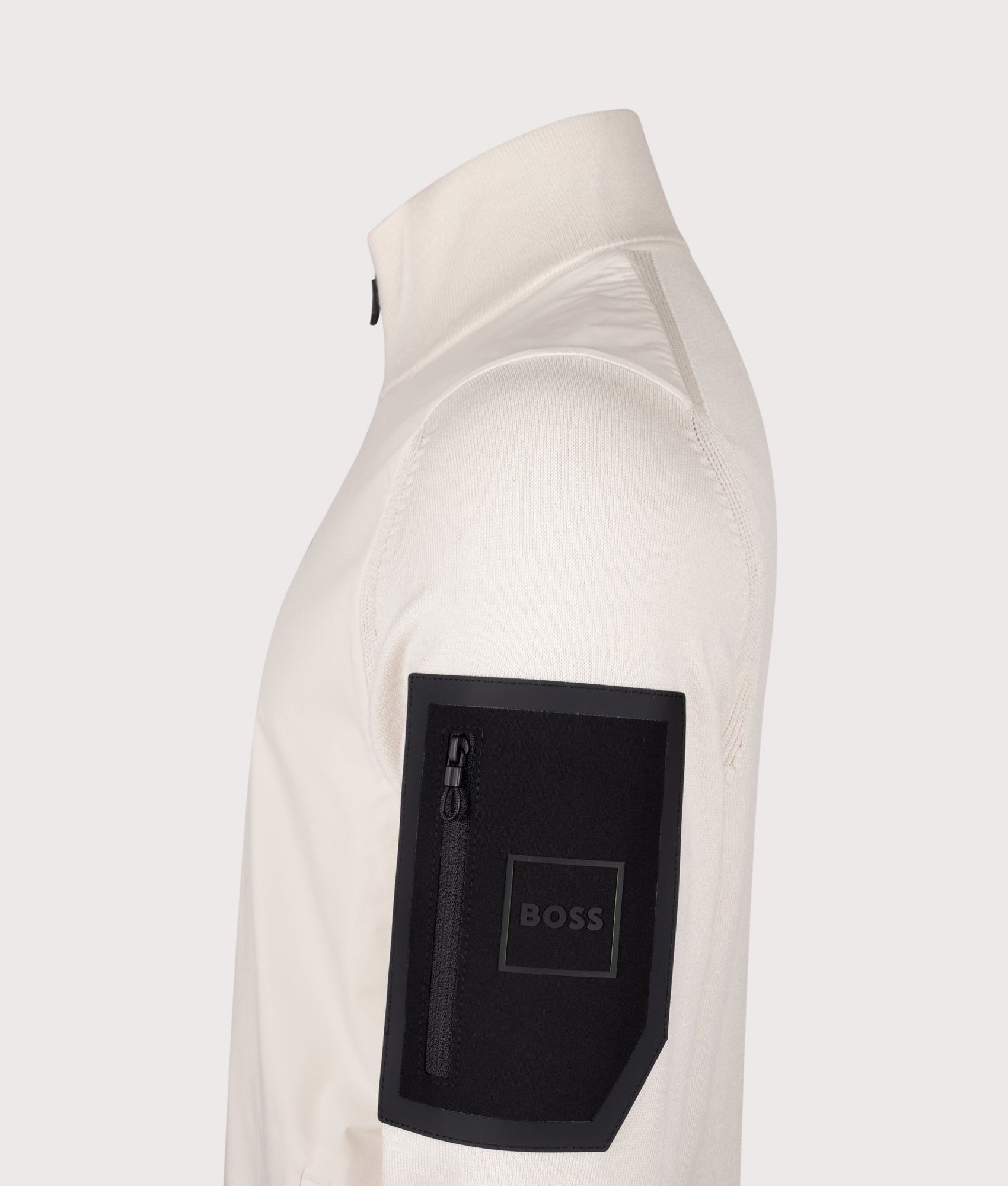 Momentum X Jacket in Open White | Wool Blend | BOSS | EQVVS | Side detail shot 