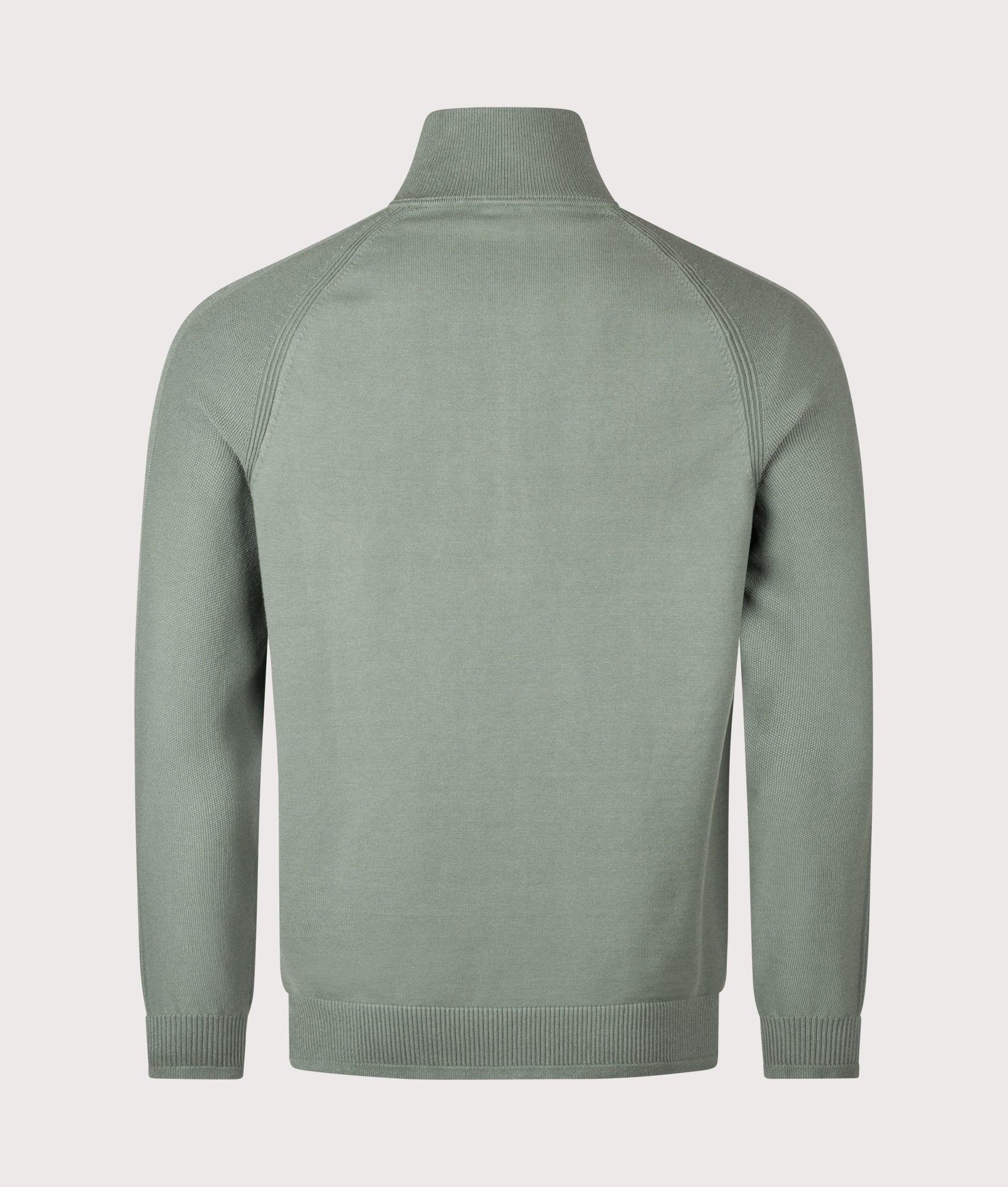 Civic Quarter Zip Hybrid Knit Sweatshirt in Open Green | BOSS | EQVVS | Back shot 