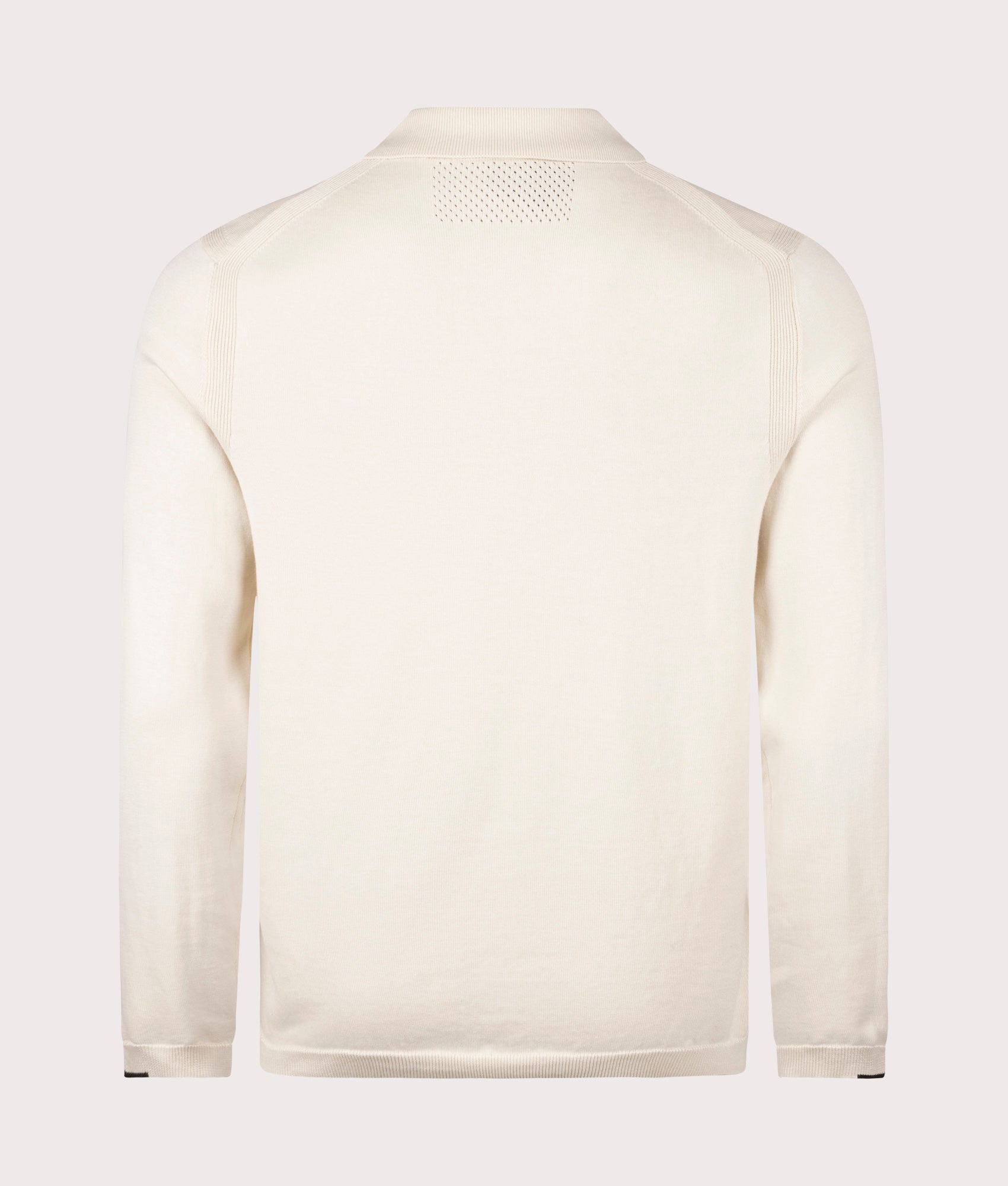 Ever X Knitted Polo Shirt in Open White | 100% Cotton | BOSS | EQVVS | Back shot 