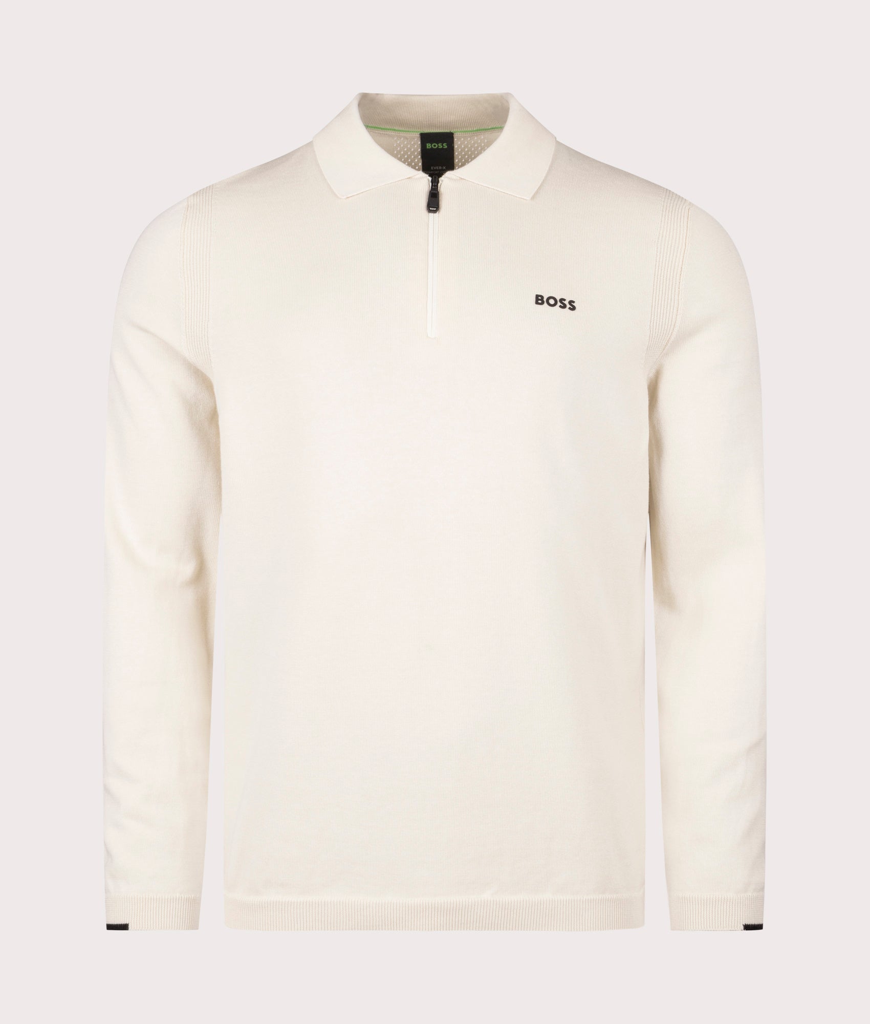 Ever X Knitted Polo Shirt in Open White | 100% Cotton | BOSS | EQVVS | Front shot 
