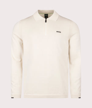 Ever X Quarter Zip Sweatshirt in Open White | 100% Cotton | BOSS | EQVVS | Front shot 