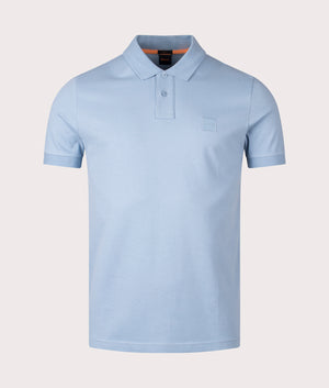 Passenger Polo Shirt in Light Blue | BOSS | EQVVS | Front shot 