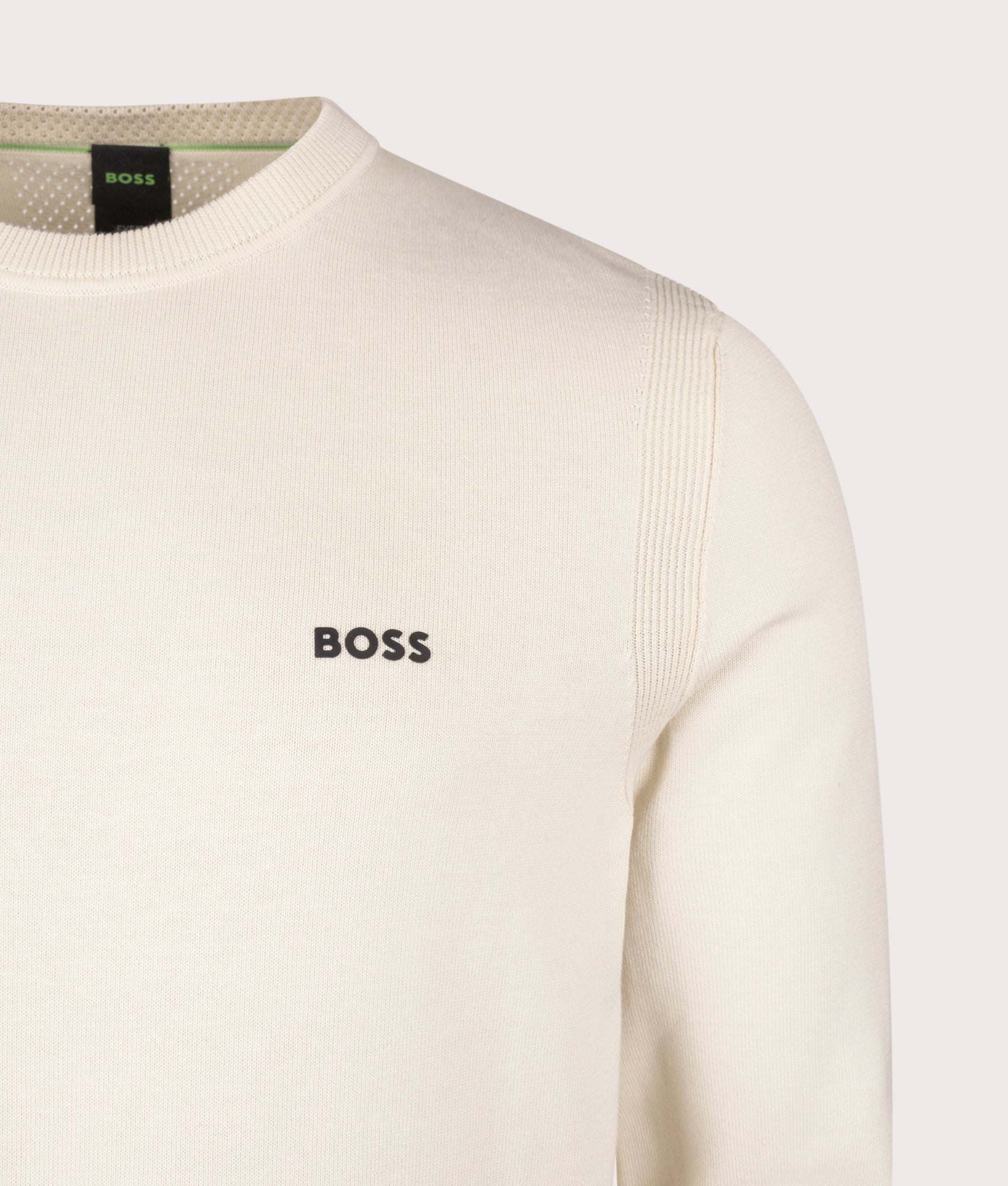 Ever X Knit Jumper in Open White | 100% Cotton | BOSS | EQVVS | Front detail shot 