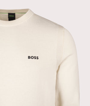Ever X Sweatshirt in Open White | 100% Cotton | BOSS | EQVVS | Front detail shot 