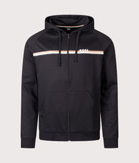 Striped Authentic Zip Through Hoodie: 001 Black 