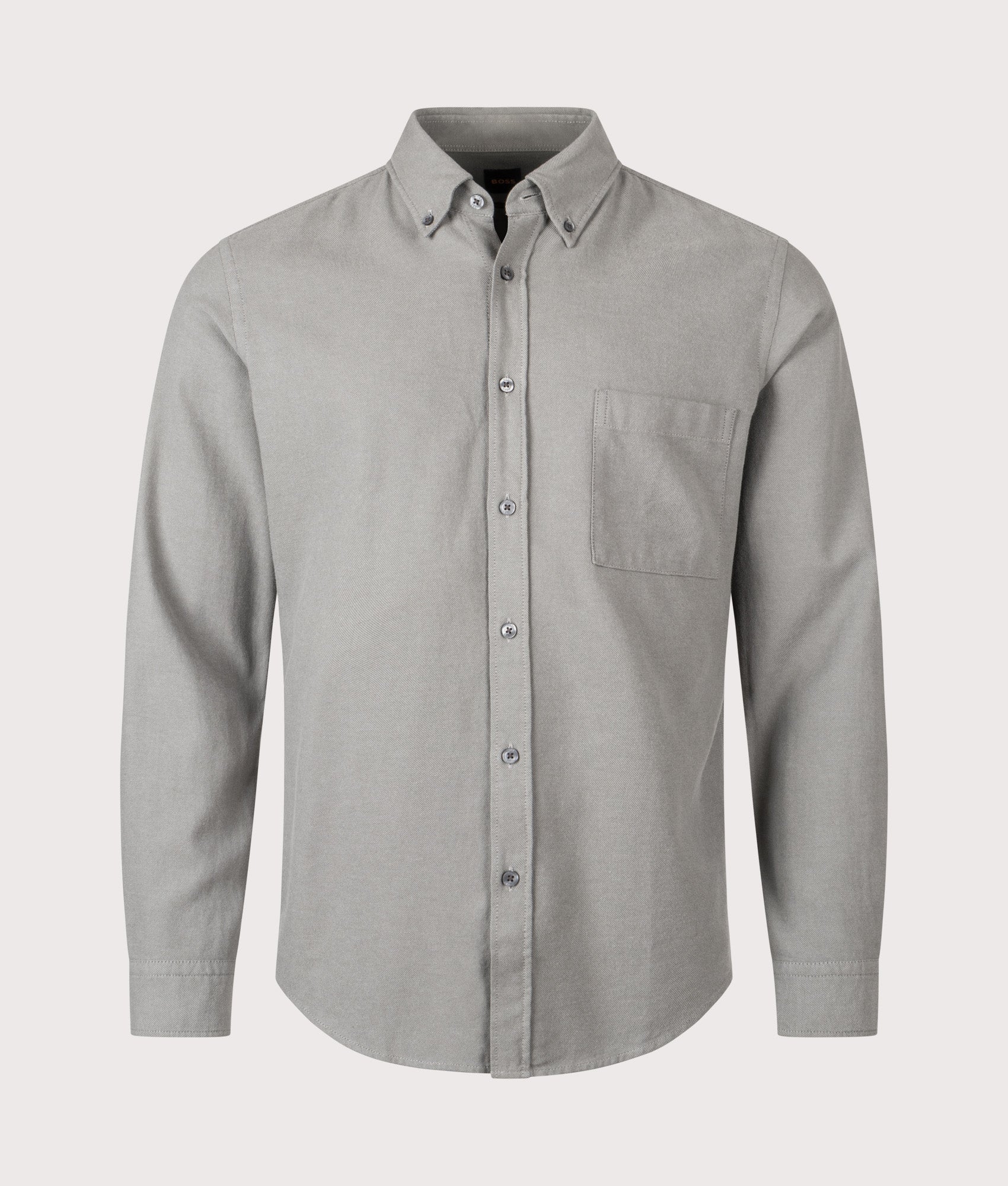 Rickert Shirt in Open Grey | 100% Cotton | BOSS | EQVVS | Front shot 