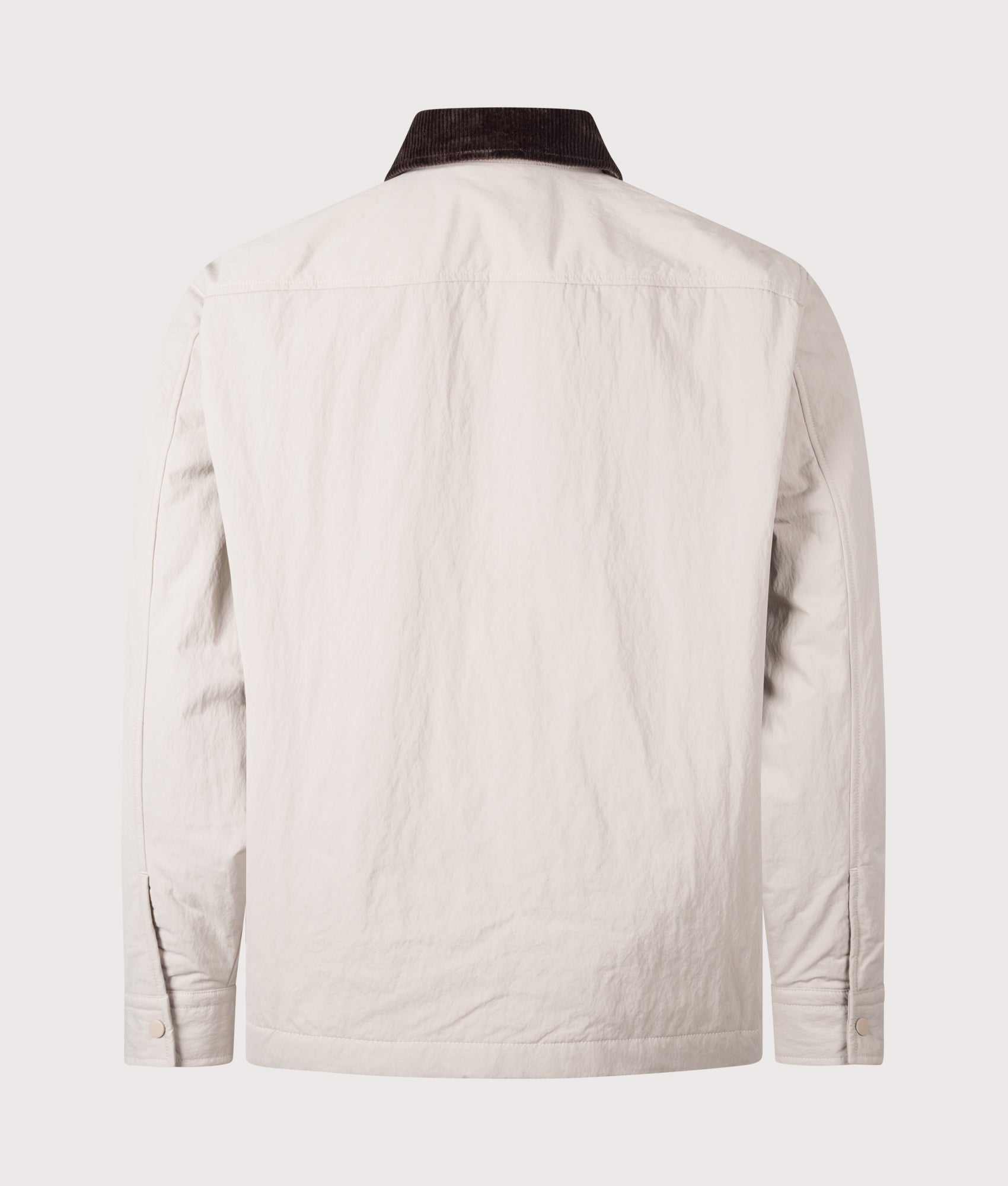 Oversized Leldon Zip Overshirt in Open Grey | 100% Polyamide | BOSS | EQVVS | Back shot 