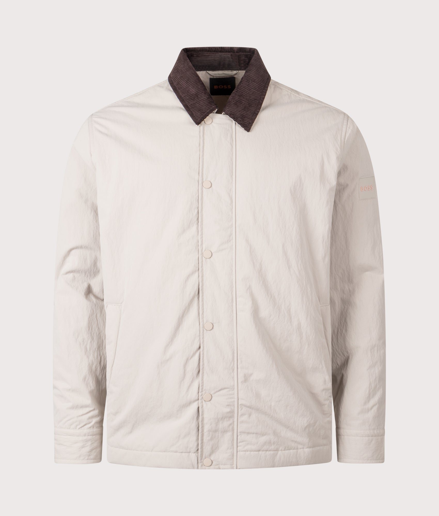Oversized Leldon Zip Overshirt in Open Grey | 100% Polyamide | BOSS | EQVVS | Front shot 