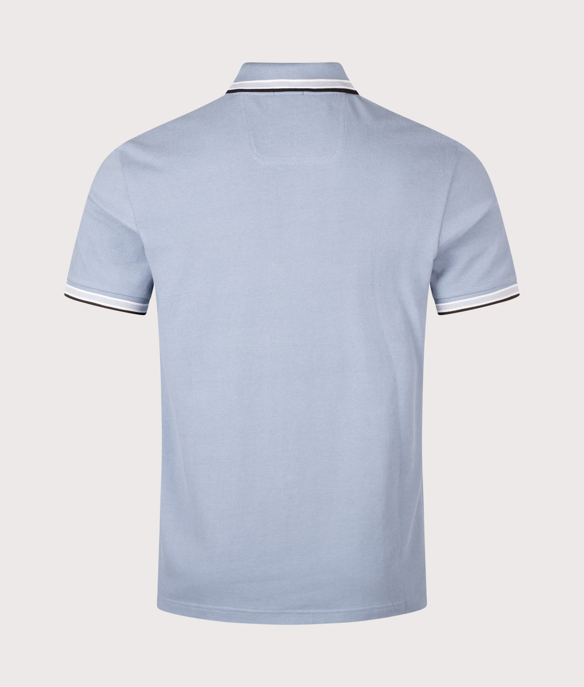 BOSS Regular Fit Paddy Polo Shirt in Open Blue at EQVVS Menswear. Back shot.
