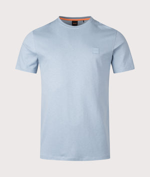 Tales T-Shirt by BOSS in Light/Pastel Blue. Shot by EQVVS. Front shot.