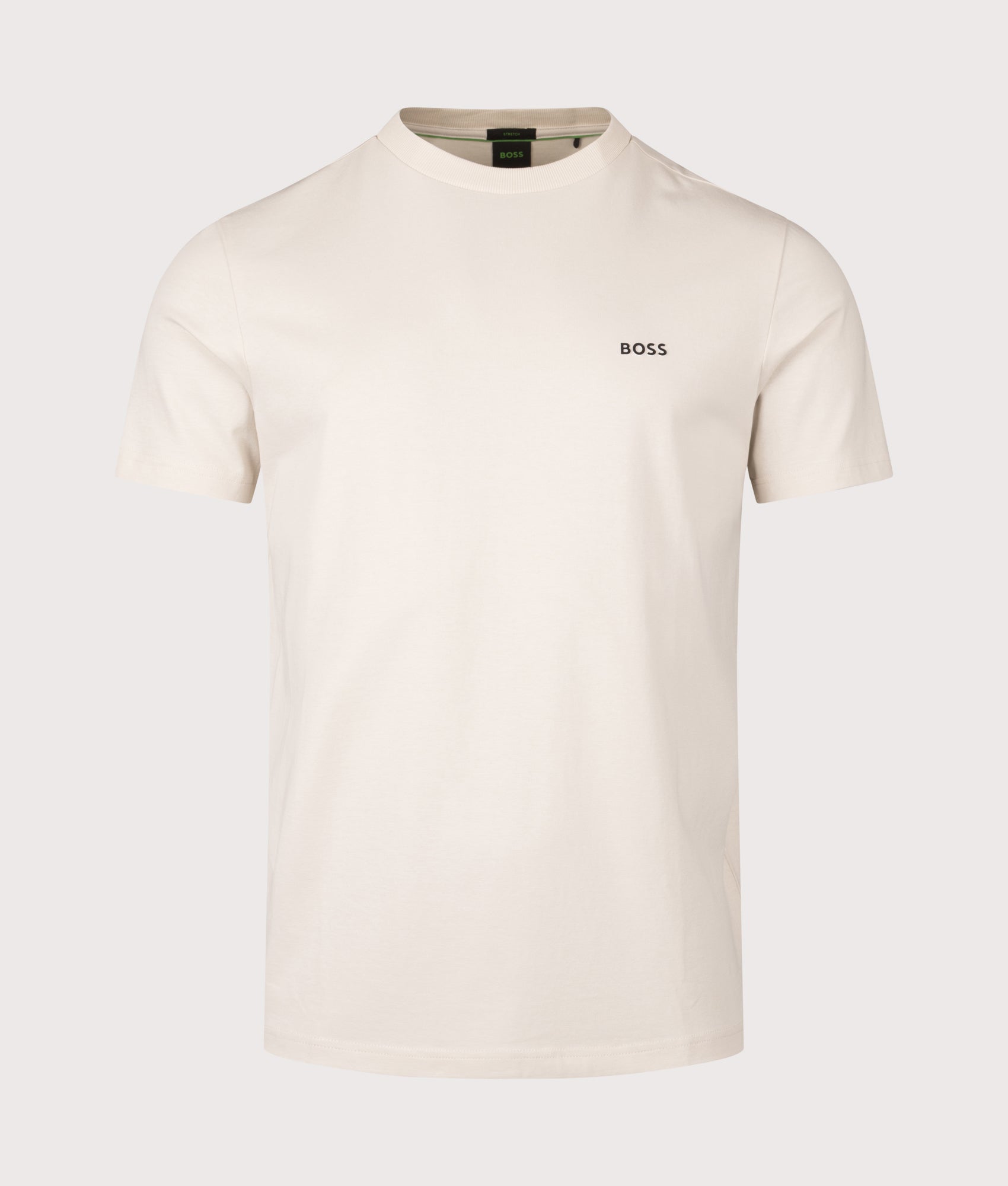 Crew Neck T-Shirt in Open White | BOSS | EQVVS | Front shot 