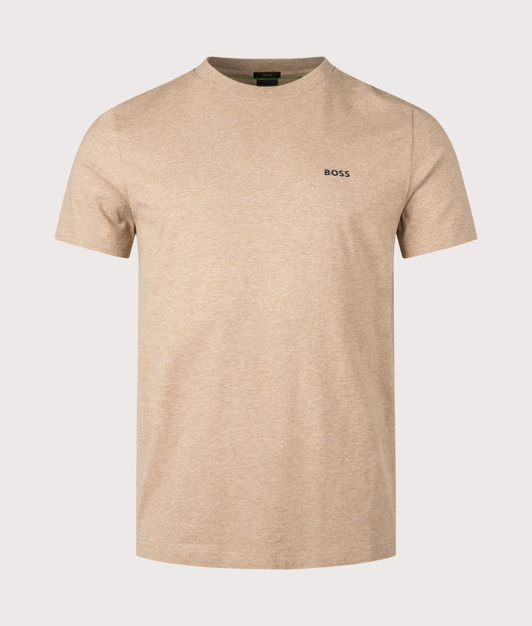 Crew Neck T-Shirt in Medium Beige | Cotton Blend | BOSS | EQVVS | Front shot