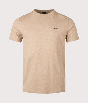 Crew Neck T-Shirt in Medium Beige | Cotton Blend | BOSS | EQVVS | Front shot