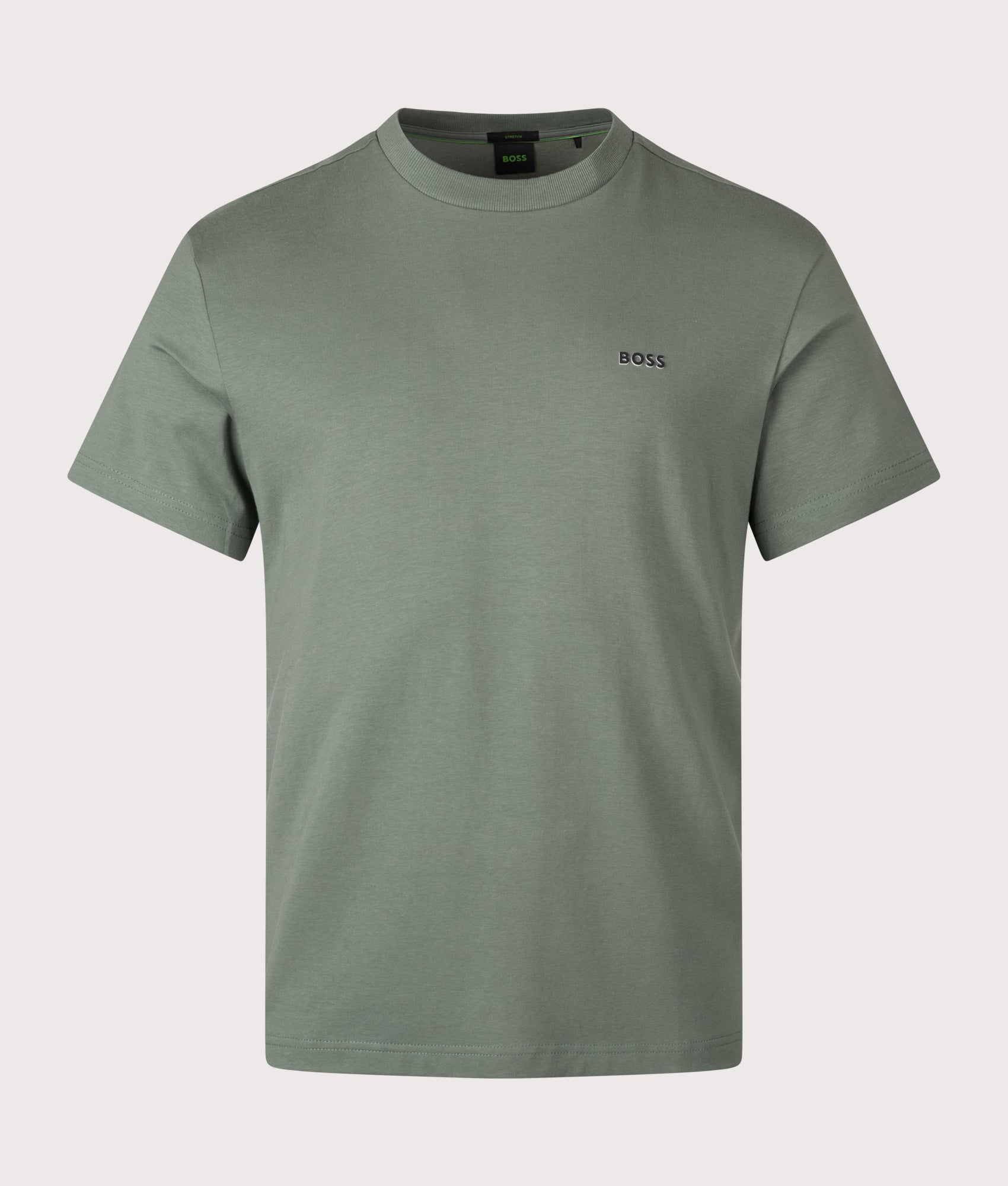 Crew Neck T-Shirt in Open Green | BOSS | EQVVS | Front shot 
