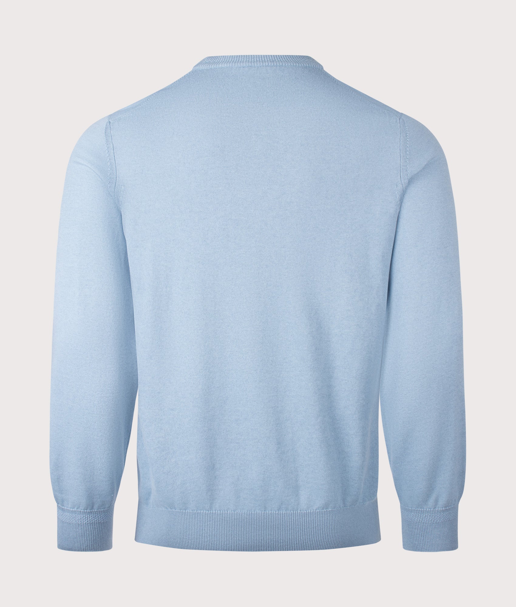 BOSS Kanovano Knitted Jumper in Light/Pastel Blue at EQVVS Menswear. Back shot.