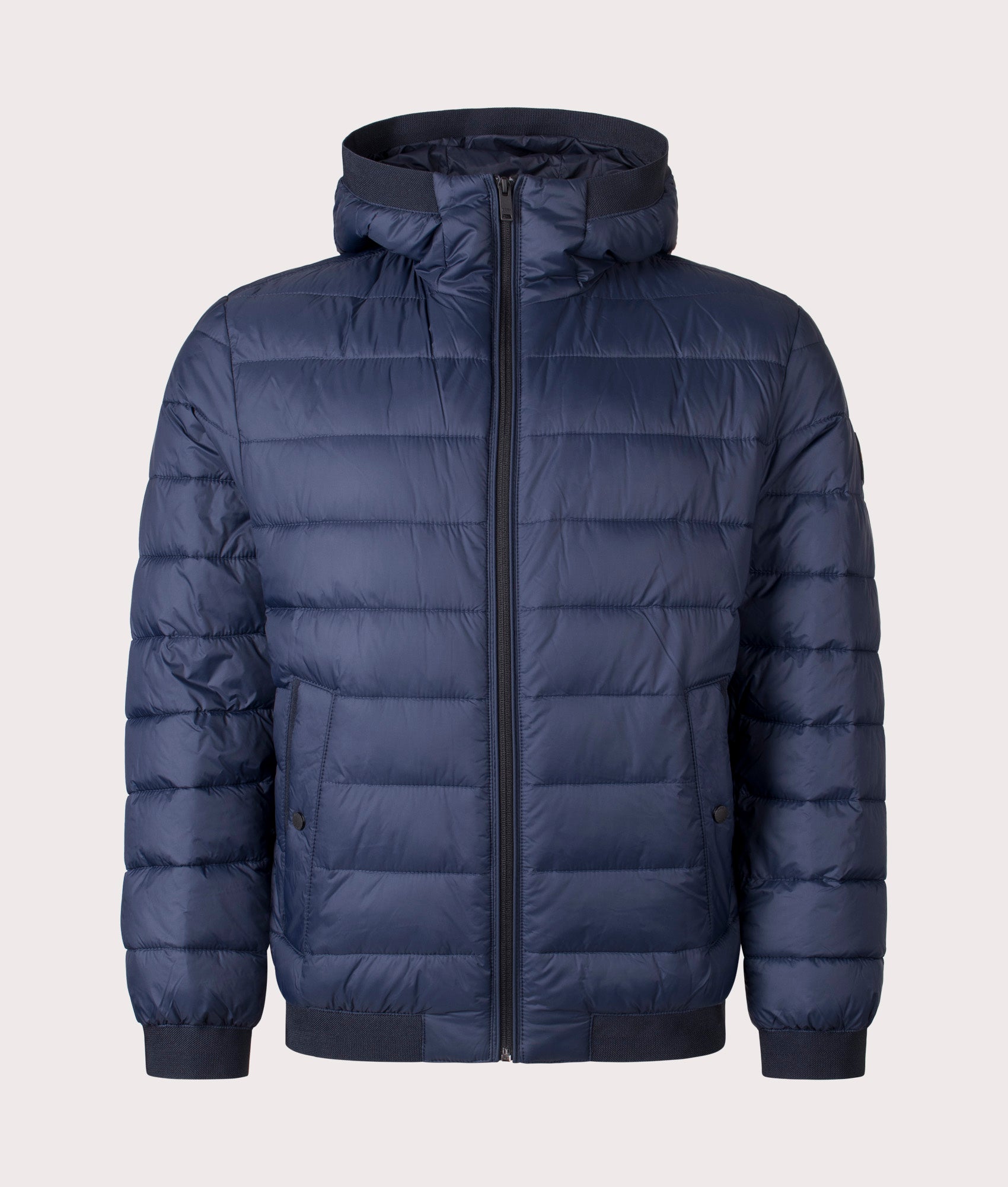 BOSS Odenis Jacket in Dark Blue at EQVVS Menswear. Front shot.