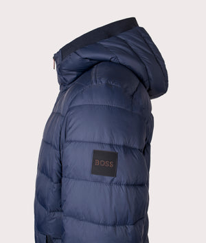 BOSS Odenis Jacket in Dark Blue at EQVVS Menswear. Detail shot.