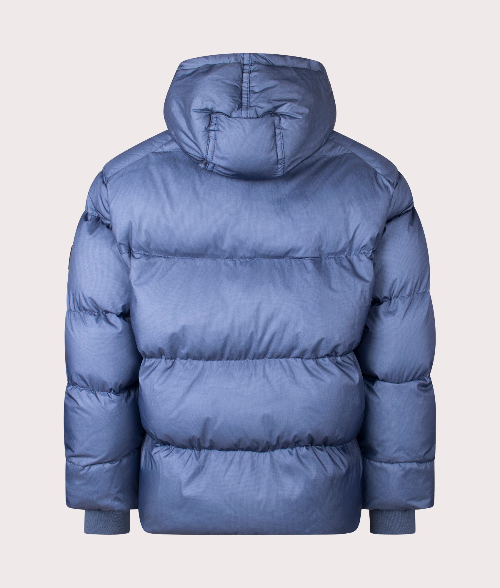 BOSS Orbok puffer jacket in Open Blue at EQVVS Menswear. Back shot.