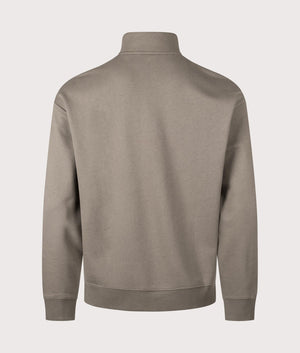 Relaxed Fit Durty244 Quarter Zip Sweatshirt in Medium Grey. 100% Cotton | HUGO | EQVVS | Back shot
