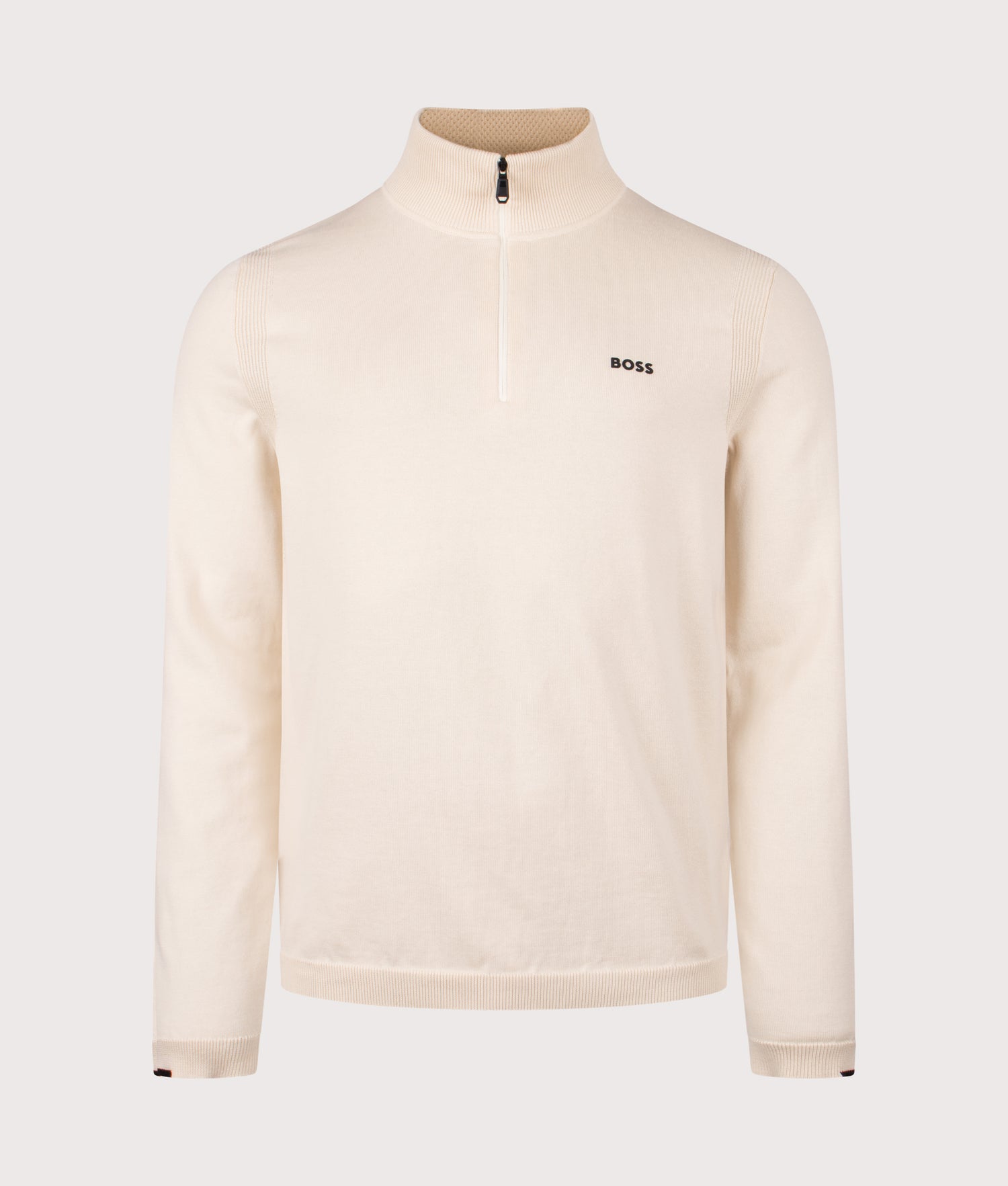 Ever-X Quarter Zip Knit Jumper in Open White | BOSS | EQVVS